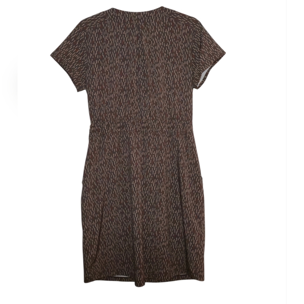 REI Co-op Green Print Casual Dress | V-Neck, Drawstring Waist | Size M - Picture 3 of 9